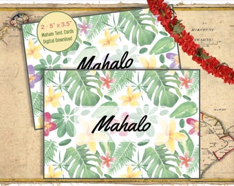 Hawaiiaanse Mahalo-kaart: tropische hibiscustentkaart (digitale download)