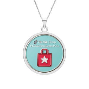 Shopping App Icon Round Border Photo Pendant | Custom Photo Necklace