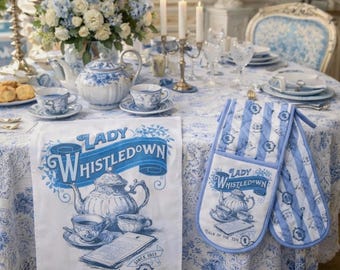 Lady whistledown kitchen oven-mitt bridgerton WITH tea towel.