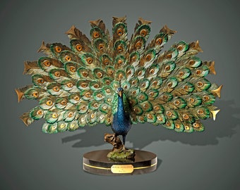 Peacock Bronze Sculpture Peafowl Statue Figurine by Barry Stein Incredibly Detailed!!!!