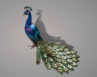 Peacock Bronze Sculpture Peafowl Statue Figurine by Barry Stein Incredibly Detailed!!!!