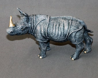 Bronze Rhino Sculpture: Limited Edition, Signed Figurine Art