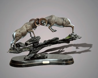 Bronze Ram Sculpture: Signed Limited Edition Barry Stein Art