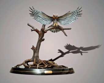 Horned Owl Bronze Sculpture, Limited Edition Barry Stein Art