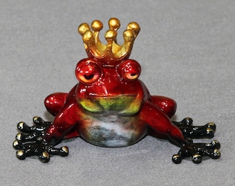 Bronze Frog "Frog Prince" Sculpture Figurine Metal Amphibian Art / Limited Edition Signed & Numbered