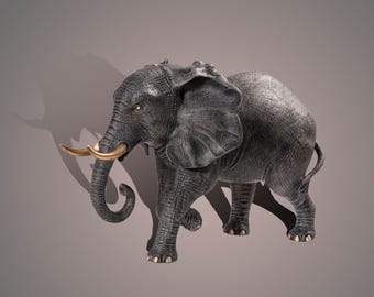 Bronze Bull Elephant Figurine, Limited Edition Art Sculpture