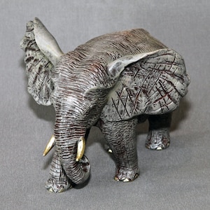 Bronze ELEPHANT &quot;Bull Elephant #2&quot; Figurine Statue Sculpture Tremendous Detail Art / Limited Edition Signed & Numbered