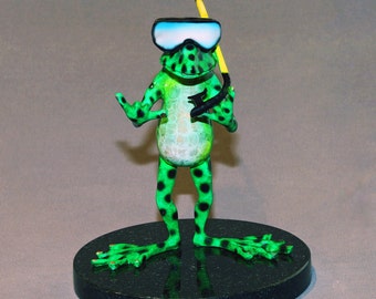 Bronze Frog "Snorkeler" Figurine Statue Sculpture Amphibian Art / Limited Edition / Signed & Numbered / AWESOME