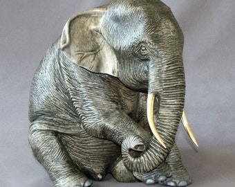Bronze Elephant Figurine: Signed Limited Edition Sculpture Art