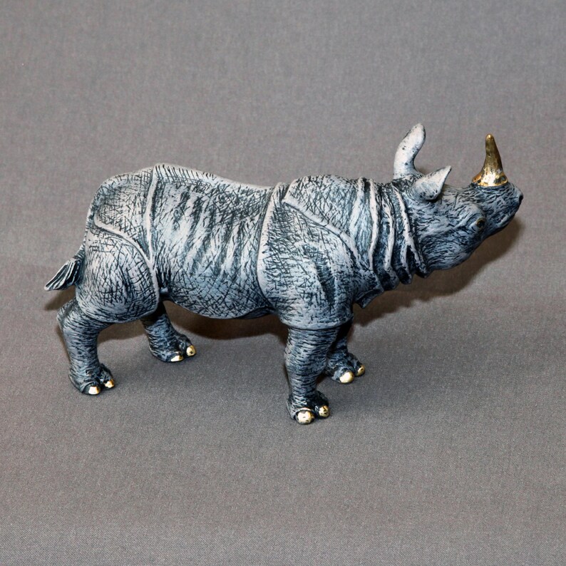 Bronze Rhino Sculpture rhinoceros Small Rhino Figurine Statue Art