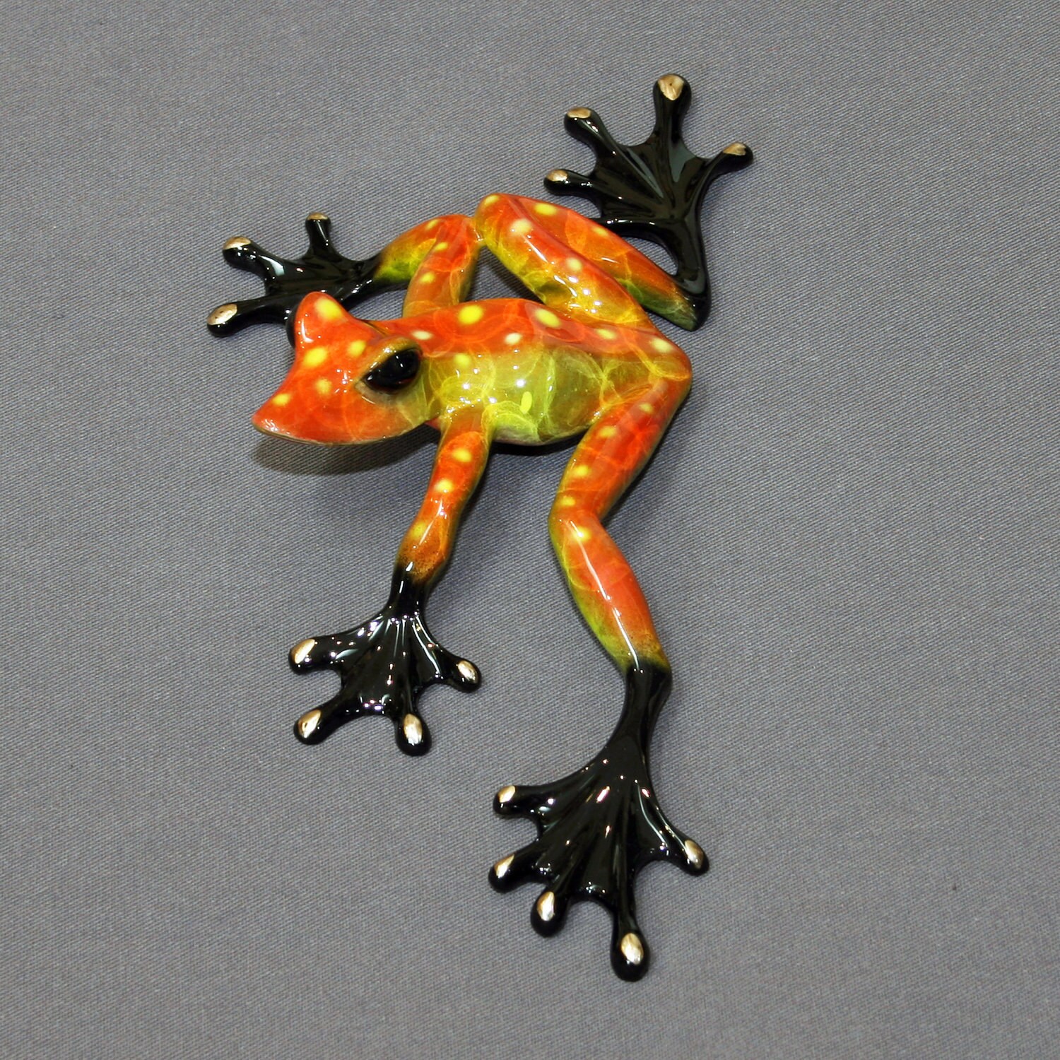 Color slider BRONZE FROG Statue Figurine Amphibian Art