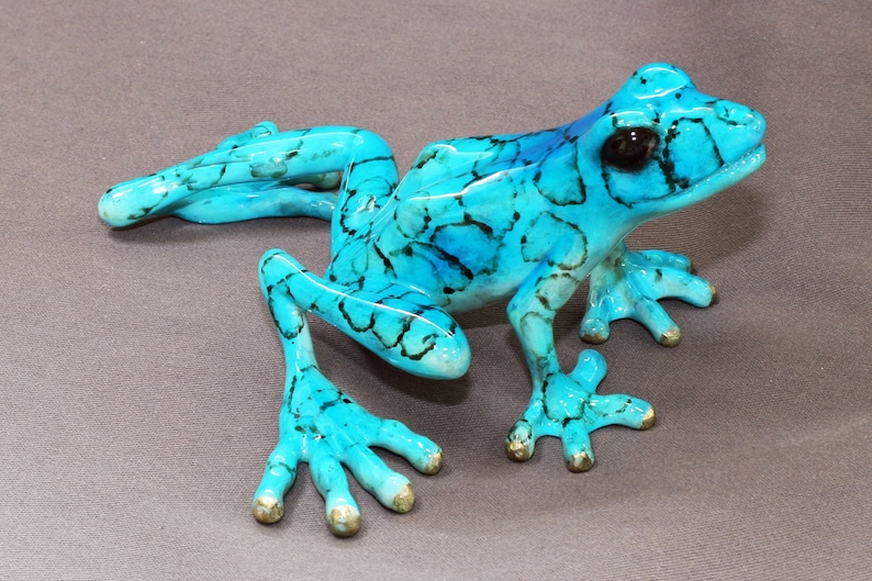 Bronze Frog Statue Figurine Amphibian Art / Limited Edition / Signed & Numbered / WONDERFUL Color Precious image 1