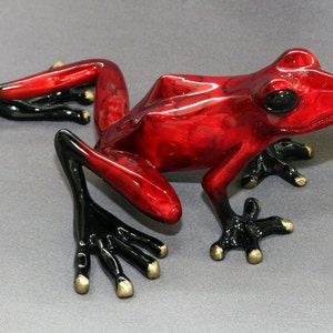 Bronze Frog Statue Figurine Amphibian Art / Limited Edition / Signed & Numbered / WONDERFUL Color Precious image 3