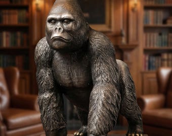 Bronze Silverback Gorilla Sculpture: Signed Limited Edition Art