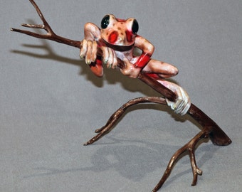 Frog Bronze Figurine Statue Sculpture Amphibian Art "Tarzan"/ Limited Edition / Signed & Numbered
