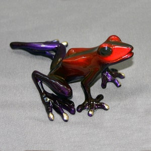 Bronze Frog Statue Figurine Amphibian Art / Limited Edition / Signed & Numbered / WONDERFUL Color Precious image 5