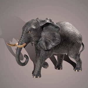 Large Bronze ELEPHANT &quot;Bull Elephant&quot; Figurine Statue Sculpture Tremendous Detail Art / Limited Edition Signed & Numbered