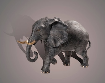 Large Bronze Elephant Figurine: Limited Edition Signed Sculpture