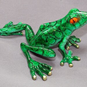 Bronze Frog Statue Figurine Amphibian Art / Limited Edition / Signed & Numbered / WONDERFUL Color Precious image 4