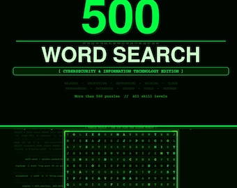 500 Word Search Puzzles - Cybersecurity & IT Edition, Digital Download PDF, Instant Download