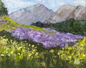 Original Acrylic Painting 'Alpine Lavender' on 8"x10" Canvas Panel