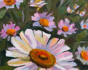 Original 5"x7" Acrylic 'Daisies'  Painting on Canvas Panel. Made with professional grade acrylics.