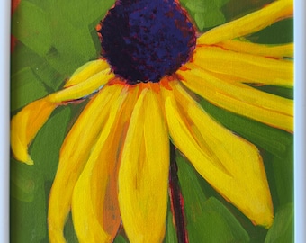 Original Framed Acrylic Black-eyed Susan Painting (8"x8") – Hand-Painted Canvas Panel