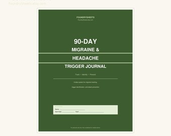 90-Day Migraine Journal | Printable PDF | Headache Trigger Tracker | Triptan Log | Migraine Diary | Attack Calendar