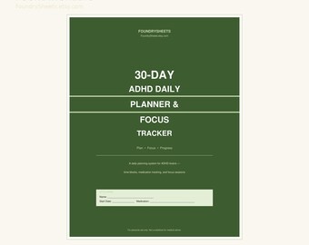 ADHD Daily Planner & Focus Tracker | Printable PDF (Medication Log, Time Blocks)