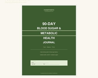 90-Day Blood Sugar & Metabolic Health Journal | Printable PDF | GLP-1 Tracker | Insulin Resistance | Pre-Diabetes Log