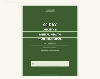 90-Day Anxiety Journal | Printable PDF | Anxiety Tracker | CBT Thought Record | Mental Health Journal | Trigger Log | Anxiety Diary