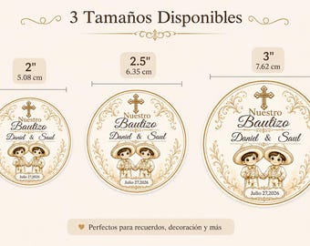 Pegatinas para bautizo de gemelos, etiquetas Nuestro Bautizo, pegatinas personalizadas para recuerdos de bautizo, etiquetas personalizadas para fiestas católicas