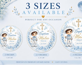 Pegatina de bautizo de niño, recuerdo de bautizo charro, pegatina de mi bautizo, etiqueta de bautizo mexicana, decoración para fiesta de bautizo, etiqueta de bautizo personalizada