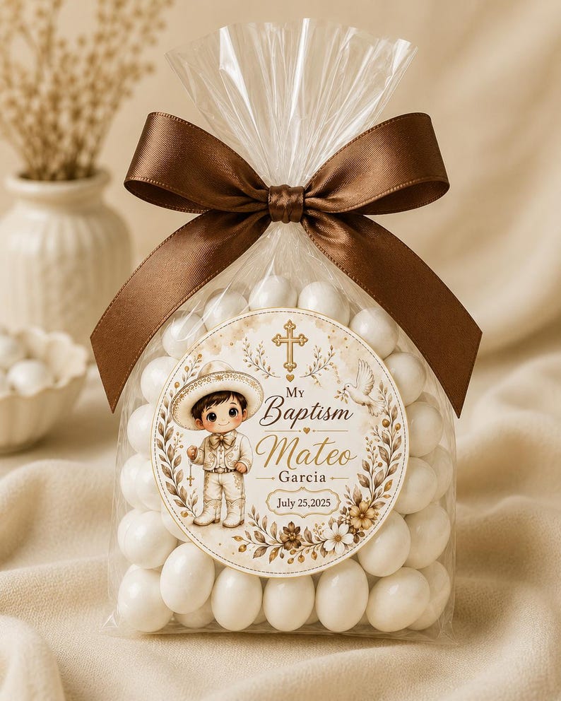 Boy Baptism Sticker, Charro Baptism Favor, Mi Bautizo Sticker, Mexican ...