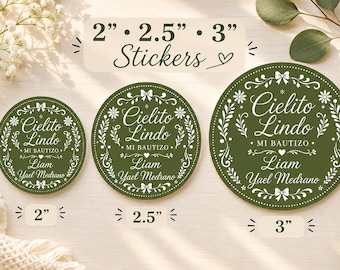 Pegatinas de bautizo Cielito Lindo, etiquetas de bautizo personalizadas, recuerdos de bautizo mexicanos, pegatinas redondas personalizadas