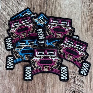 Leopard Print Side-by-Side ATV Patch, Off-Road Embroidery Iron-On (3" x 2.25")
