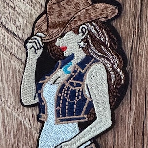Aufbügelbare Cowgirl-Patches, Westernhut-Westen-Jeans-Stickerei, Applikationen im Landhausstil