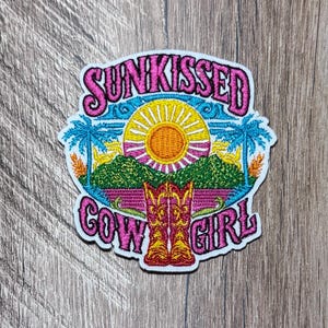 Sunkissed Cowgirl Embroidered Patch, Western Summer Vibes, Approx 3" Wide