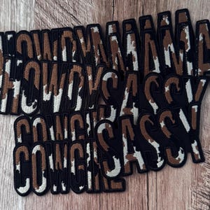 Cow Print Word Patches, Howdy Mama, Sassy Cowgirl, Western Trucker Hat Appliques
