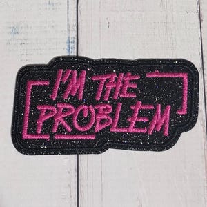 Patch zum Aufbügeln, schwarz, Glitzer, Hot Pink Stickerei, Trucker Hat Koozie Accessoire
