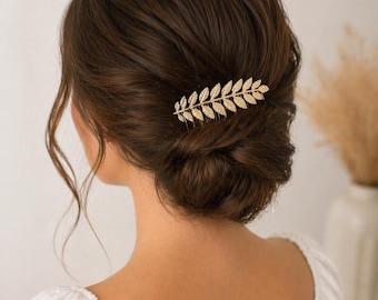 Peineta de hojas de oro – Accesorio para el cabello de novia, tocado de boda, elegante peineta dorada, regalo para damas de honor, peineta bohemia