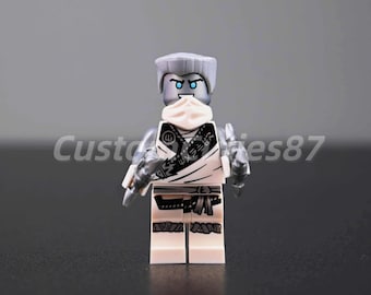 MOC Ninjago Legacy Series Titanium Zane Minifigure – Silver Nindroid Ninja Form