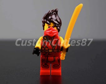 MOC Ninjago Classic Legacy Kai Minifigurka – Fire Ninja w czerwonym stroju