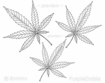 Adult Coloring Page Printable Color Sheet Marijuana Mary Jane Cannabis Leaf Line Drawing Medicinal Herb Weed Hemp Love JPEG Instant Download