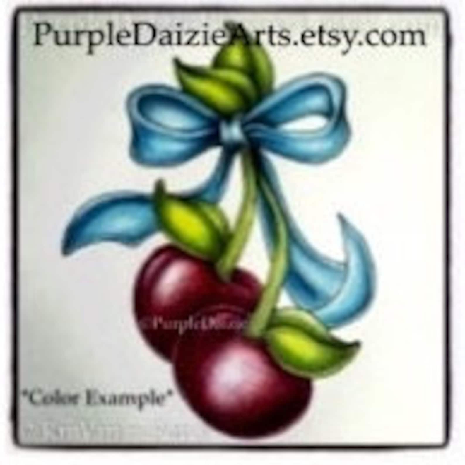 Printable Coloring Page Adult Colouring Sheet Cherries Bow Line Drawing ...