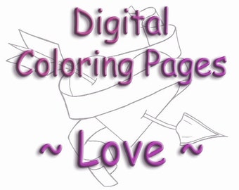 Coloring Pages - 14 Printable Love Hearts - PDF Digital Download