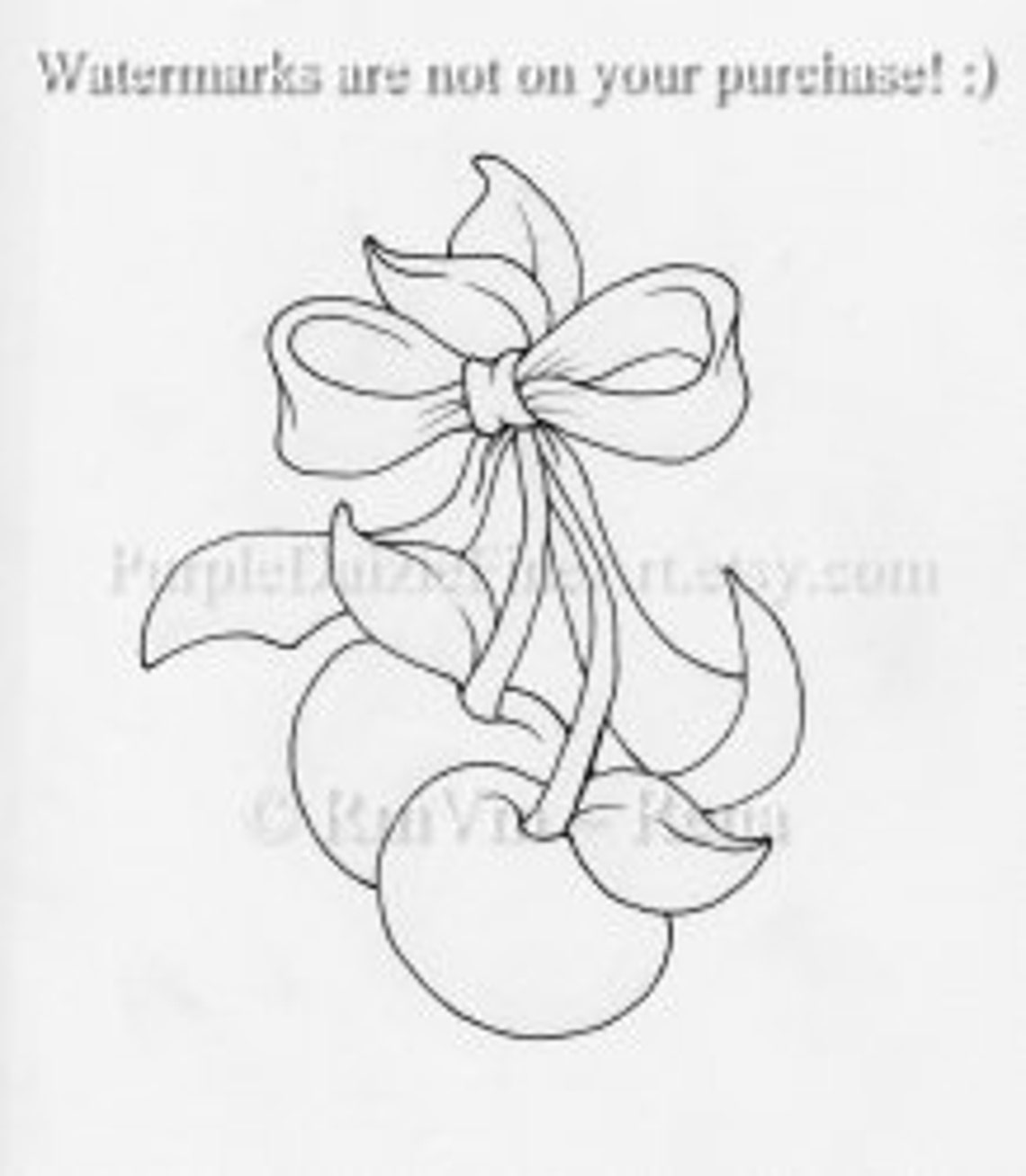 Printable Coloring Page Adult Colouring Sheet Cherries Bow Line Drawing ...