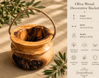 Cesta colgante de madera de olivo, cuenco de cocina hecho a mano, frutero rústico, decoración de estilo granja.
