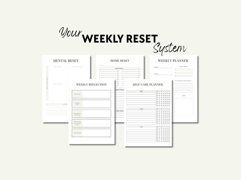 Weekly Reset Planner for Busy Moms Home Cleaning Checklist Printable Sunday Routine Simple Household Planner Habit Tracker Instant Download