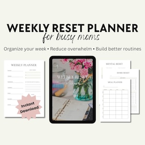 Weekly Reset Planner for Busy Moms Home Cleaning Checklist Printable Sunday Routine Simple Household Planner Habit Tracker Instant Download